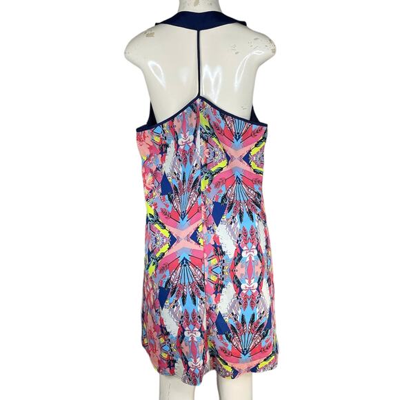 Adelyn Rae Open Back Halter Dress Multicolor Feather Print Size Large - Picture 4 of 8